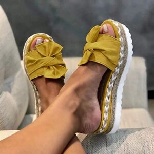 UQGHQO shoes for women dressy Platform Wedge Sandals for Womens Ankle Buckle Strap Sandals Open Toe Espadrilles Shoes Summer Casual Sandals Women's Platform & Wedge Sandals A12 Yellow