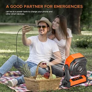 Camping Fan for Tent with LED Lantern, 20000mAh 58hrs Battery Powered Portable Fan - 270° Pivot, 4 Speeds Rechargeable Fan with Hanging Hook for Travel Car, Tent, Camping, Outdoor, Indoor