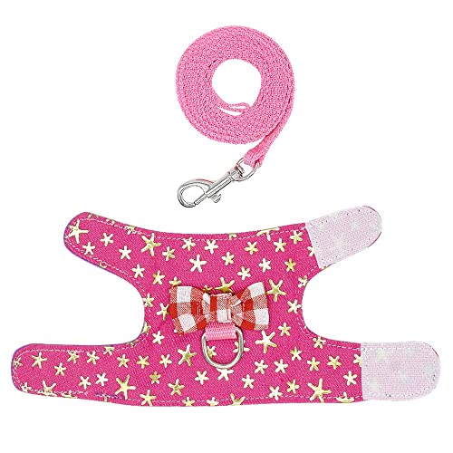 N/A Small Pet Rabbit Harness Vest and Leash Set for Ferret Guinea Pig Bunny Hamster Rabbits Puppy Kitten Bowknot Chest Strap Harness (Color : C, Size : Small)