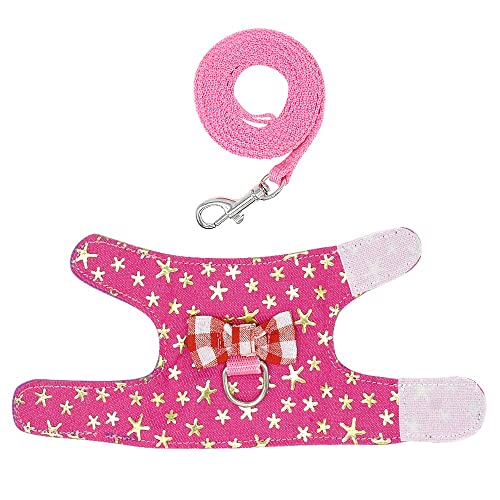 N/A Small Pet Rabbit Harness Vest and Leash Set for Ferret Guinea Pig Bunny Hamster Rabbits Puppy Kitten Bowknot Chest Strap Harness (Color : C, Size : Medium)