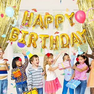 Happy Birthday Balloons Banner, 16 Inch Gold Happy Birthday Letters Sign 3D Mylar Foil Inflatable Birthday Party Decorations for Kids Adults Girls Women Boys Men