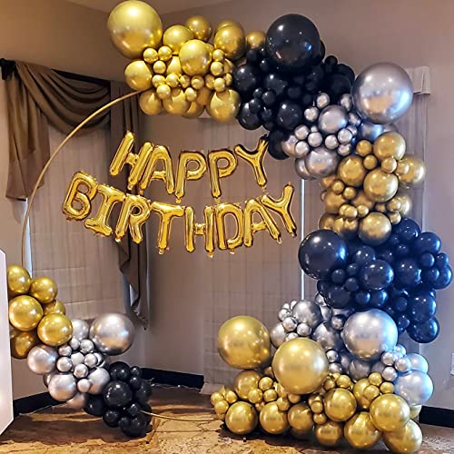 Happy Birthday Balloons Banner, 16 Inch Gold Happy Birthday Letters Sign 3D Mylar Foil Inflatable Birthday Party Decorations for Kids Adults Girls Women Boys Men