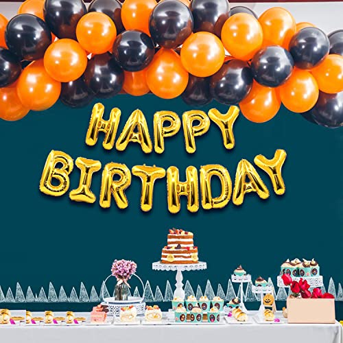 Happy Birthday Balloons Banner, 16 Inch Gold Happy Birthday Letters Sign 3D Mylar Foil Inflatable Birthday Party Decorations for Kids Adults Girls Women Boys Men