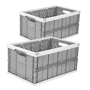 livememory 2 pack collapsible crates - foldable crates, 31 liters plastic milk crate storage bin for home, laundry, clothes(17.7x 12 x 9 inches)