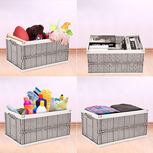 Livememory 2 Pack Collapsible Crates - Foldable Crates, 31 Liters Plastic Milk Crate Storage Bin for Home, Laundry, Clothes(17.7x 12 x 9 inches)