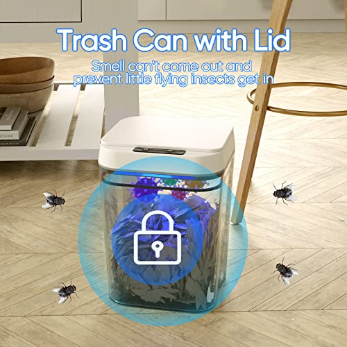 Smart Touchless Motion Sensor Trash Can | 3.7 Gallons Bathroom Trash Can with Lid | Automatic Trash Can for Kitchen | Plastic Garbage Bin for Home Living Room, RV and Office Bin