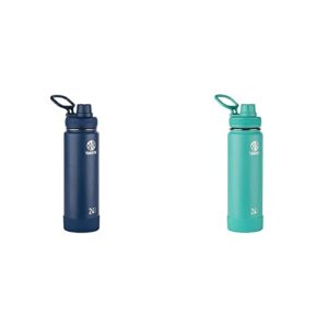 takeya actives insulated stainless water bottle with insulated spout lid, 24oz, midnight & actives insulated stainless steel water bottle with spout lid, 24 oz, teal