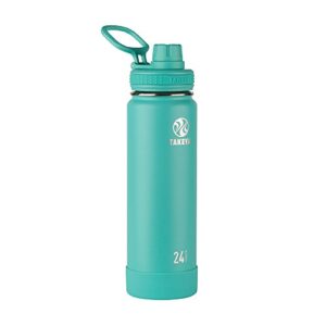 Takeya Actives Insulated Stainless Water Bottle with Insulated Spout Lid, 24oz, Midnight & Actives Insulated Stainless Steel Water Bottle with Spout Lid, 24 oz, Teal