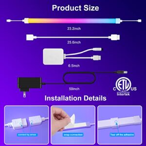 Smart Dreamcolor Neon Under Cabinet Lights, 6 Pcs RGB+IC Under Cabinet Lighting with Multi Scene Modes and Music Sync Closet Lights, Wired Linkable Strip Lighting Fixtures with Remote and APP Control