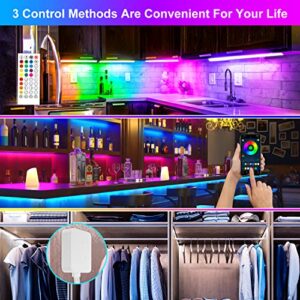 Smart Dreamcolor Neon Under Cabinet Lights, 6 Pcs RGB+IC Under Cabinet Lighting with Multi Scene Modes and Music Sync Closet Lights, Wired Linkable Strip Lighting Fixtures with Remote and APP Control