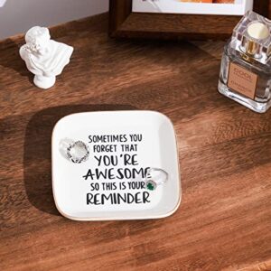 PUDDING CABIN Inspirational Gifts for Women Ring Dish You're Awesome So This is Your Remind Birthday Gifts for Women Unique, Best Friends Gifts For Women Her Mom Sister Coworker Christmas Gifts