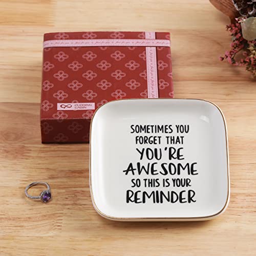 PUDDING CABIN Inspirational Gifts for Women Ring Dish You're Awesome So This is Your Remind Birthday Gifts for Women Unique, Best Friends Gifts For Women Her Mom Sister Coworker Christmas Gifts