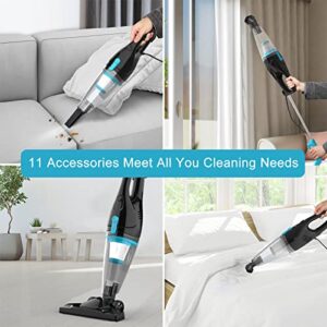 Intercleaner Corded Vacuum Cleaner, 15KPa Powerful Suction with 400W Motor, 12 in 1 Lightweight Bagless Stick Vac with Handheld, Ultra Quiet, for Hardwood Floor Carpet Car Pet Hair