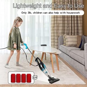 Intercleaner Corded Vacuum Cleaner, 15KPa Powerful Suction with 400W Motor, 12 in 1 Lightweight Bagless Stick Vac with Handheld, Ultra Quiet, for Hardwood Floor Carpet Car Pet Hair