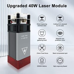 LASER TREE 40W(5W Output Optical Power) Laser Engraving Module, 450nm Laser Head for CNC Laser Engraver/Laser Cutter Machine, DIY Laser Engraving Tool Suitable for Wood Metal Acrylic Paper Etc