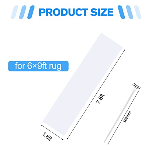 3 Pcs Large Plastic Rug Storage Bag, Fits Rug up to 6'x 9' Clear Carpet Bag Moving Bag with 100 Pcs Zip Tie Protects Rolled Rugs Perfect for Storage, Moving, Packing and Shipping