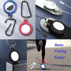 [4 Pack] Durable Silicone AirTag Case Key Finder Accessory, Protective Air Tag Tracker Holder Cover for Luggage/Bags/Wallets/Items, Enhanced Anti-Lost Keychain Ring for Id Tags[4 Colors]