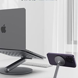 LULULOOK Magnetic Phone Stand for iPhone 12/13/14, Aluminum Design, Rotation Adjustable Desk Phone Holder Dock for iPhone 13 12/13 12 Mini/13/14 12 Pro/13/14 12 Pro Max, Mag-Safe Case Gray