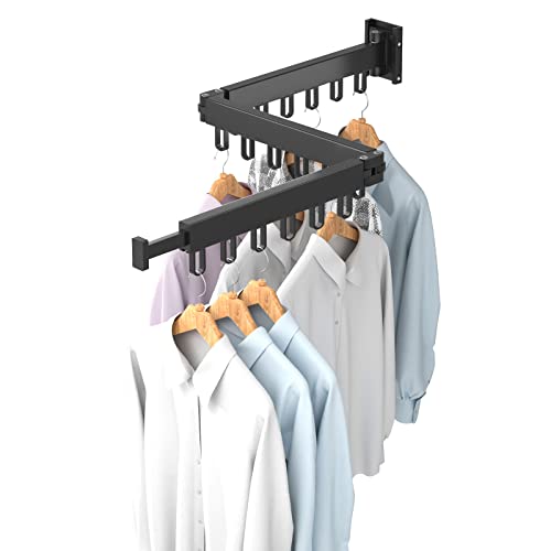 CSKB Clothes Drying Rack, Laundry Drying Rack Wall Mount, Drying Rack Clothing Foldable, Laundry Room Organization Retractable,Collapsible for Balcony, Laundry, Bathroom