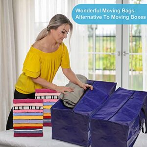 6 Pack Moving Bags Heavy Duty Extra Large with Reinforced Handles & Backpack Straps & Zippers, Storage Totes Moving Totes for Space Saving, Waterproof Packing Bags for Moving, Camping, Traveling, 90L