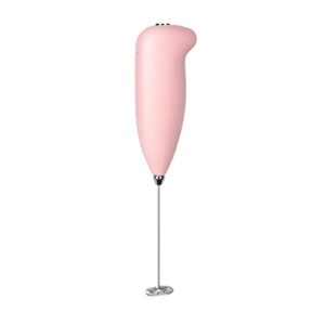 milk frother (without stand) - handheld egg mixer whisk, milk foamer frother, mini blender for coffee, coffee, frappe, latte, matcha, budget no stand mf282 - pink