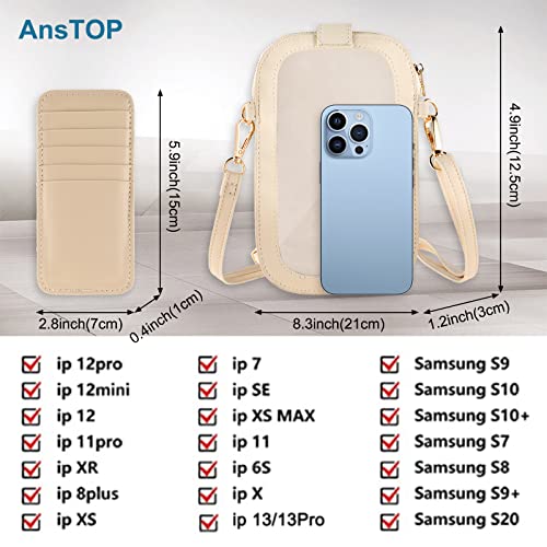 AnsTOP Small Crossbody Cell Phone Purse for Women - Lightweight PU Leather Crossbody Bag for Women Mini Phone Pouch Purse Best Gift