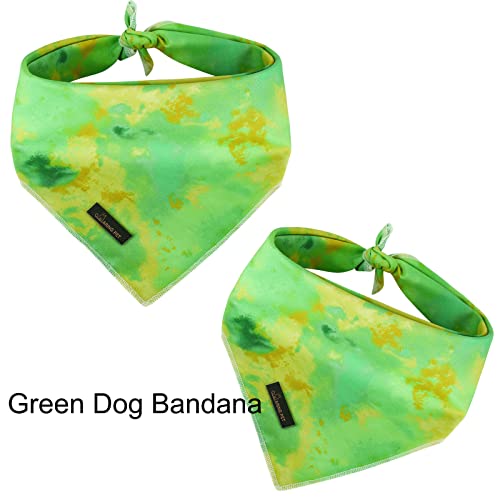 ARING PET Dog Bandana-Summer Girl and Boy Dog Bandanas, Green Dogs Scarf Adorable Tie Dye Dog Triangle Bibs for Small to Large Dogs and Cats