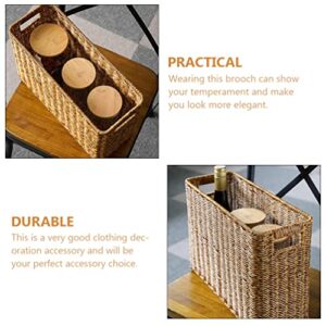 PATKAW Toilet Paper Baskets Farmhouse Wicker File Basket Magazine Holder Woven Storage Basket Rectangular Magazine Rack Desk Shelf for Home Office Living Room 38X15X26cm Magazine Storage Basket