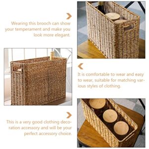 PATKAW Toilet Paper Baskets Farmhouse Wicker File Basket Magazine Holder Woven Storage Basket Rectangular Magazine Rack Desk Shelf for Home Office Living Room 38X15X26cm Magazine Storage Basket