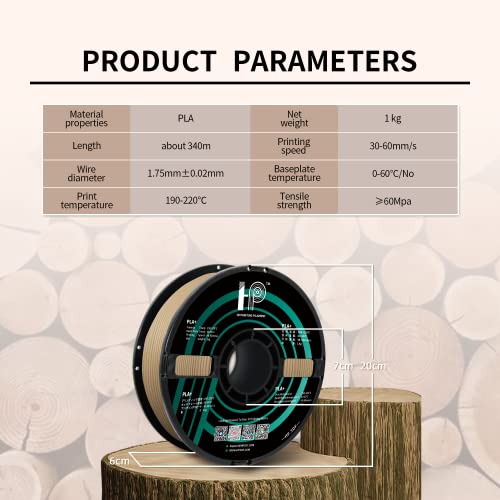 HP3DF Premium PLA Matte Qrange Filament 1.75mm 1KG PLA 2.2Lbs PLA Toughness Enhanced 3D Printer Filament 100% Pure PLA Free 3D Pen Filament FDM Printing Material (Wood Pla)