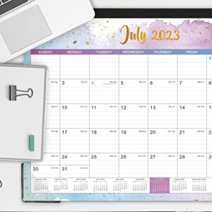 2023-2024 Desk Calendar - Large Desk Calendar 2023-2024, Jul. 2023 - Dec. 2024, 22" x 17", Thick Paper with Corner Protectors, Large Ruled Blocks & 2 Hanging Hooks - Multicolored Waterink