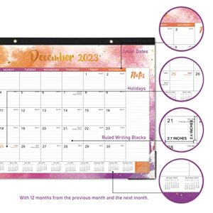 2023-2024 Desk Calendar - Large Desk Calendar 2023-2024, Jul. 2023 - Dec. 2024, 22" x 17", Thick Paper with Corner Protectors, Large Ruled Blocks & 2 Hanging Hooks - Multicolored Waterink