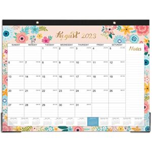 Desk Calendar 2023-2024 - Large Desk Calendar 2023-2024, Jul. 2023 - Dec. 2024, 22" x 17", Thick Paper with 18 Months, Corner Protectors, Large Ruled Blocks & 2 Hanging Hooks - Black Floral