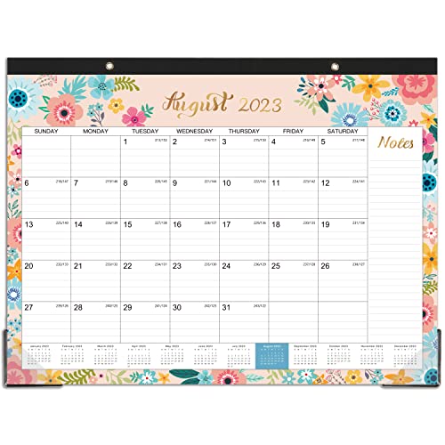 Desk Calendar 2023-2024 - Large Desk Calendar 2023-2024, Jul. 2023 - Dec. 2024, 22" x 17", Thick Paper with 18 Months, Corner Protectors, Large Ruled Blocks & 2 Hanging Hooks - Black Floral