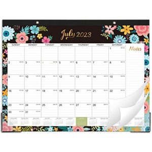 Desk Calendar 2023-2024 - Large Desk Calendar 2023-2024, Jul. 2023 - Dec. 2024, 22" x 17", Thick Paper with 18 Months, Corner Protectors, Large Ruled Blocks & 2 Hanging Hooks - Black Floral