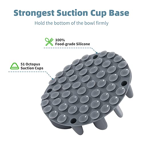 Jaoul Slow Feeder Dog Bowls Insert, Puzzle Slow Feeder with 51 Octopus Suction Cups for Medium Large Size Dog Bowls Over 6.5" Wide (Grey)