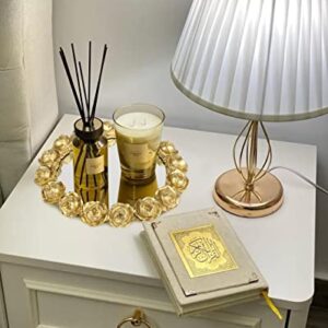 Vixdonos Gold Rose Resin Tray Decorative Mirror Tray Bathroom Vanity Tray for Perfume,Jewelry and Makeup