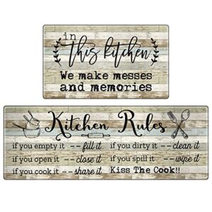 homestretch kitchen mat set of 2, kitchen rugs anti-fatigue non-slip kitchen floor mats waterproof standing mat with sayings, warming gifts for kitchen decor, 17"x 30"+17"x 47"