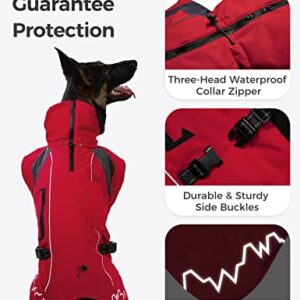 Wantdo Large Dog Padded Rain Jacket Waterproof Warm Winter Jacket Refletive Size 23 Red