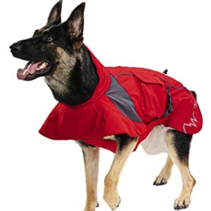 Wantdo Large Dog Padded Rain Jacket Waterproof Warm Winter Jacket Refletive Size 23 Red