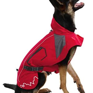 Wantdo Large Dog Padded Rain Jacket Waterproof Warm Winter Jacket Refletive Size 23 Red