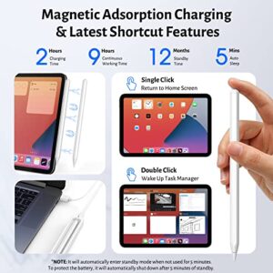 Stylus Pen with Wireless Charging - Active Apple Pencil Compatible with iPad Pro 11/12.9, iPad 6/7/8/9/10th Gen, iPad Air 3/4/5, iPad Mini 5/6th Gen for Precise Writing/Drawing