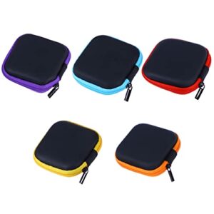 Earphone Case Headphone Case, 5pcs Pouch Headphones Travel Organizer Case Earphone Storage Box Earbuds Carrying Pouch Random Color USB Headset Square Reader Case