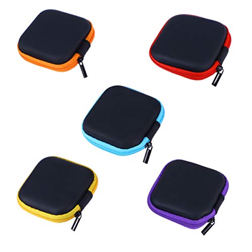 Earphone Case Headphone Case, 5pcs Pouch Headphones Travel Organizer Case Earphone Storage Box Earbuds Carrying Pouch Random Color USB Headset Square Reader Case