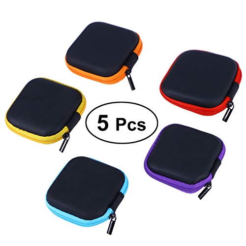 Earphone Case Headphone Case, 5pcs Pouch Headphones Travel Organizer Case Earphone Storage Box Earbuds Carrying Pouch Random Color USB Headset Square Reader Case