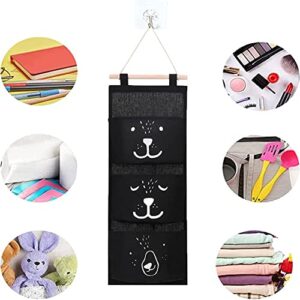 XGOPTS Wall Closet Hanging Storage Bag Over The Door Closet Organizer Wall Mounted Hanging Closet with 3 Pockets Cotton Linen Fabric Storage Hanging Shelves for Bedroom Bathroom Kitchen Dorms