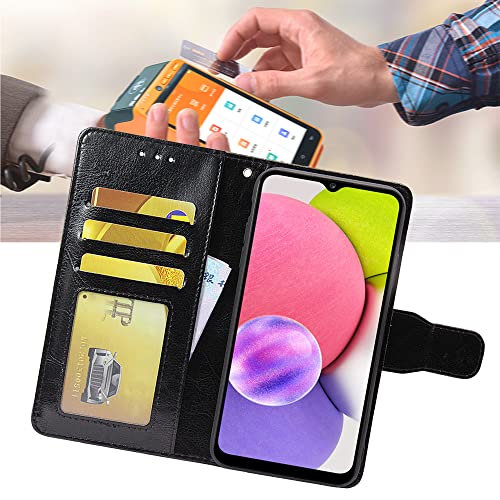 Compatible with Samsung Galaxy A03S Wallet Case,Flip Folio Book PU Leather Phone case Shockproof Cover Women Men for Samsung Galaxy A03S US Version (Black)
