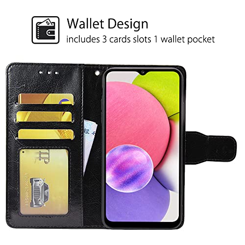 Compatible with Samsung Galaxy A03S Wallet Case,Flip Folio Book PU Leather Phone case Shockproof Cover Women Men for Samsung Galaxy A03S US Version (Black)