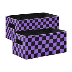 checkerboard black purple plaid storage basket felt storage bin collapsible felt storage convenient box organizer for clothes towels magazine