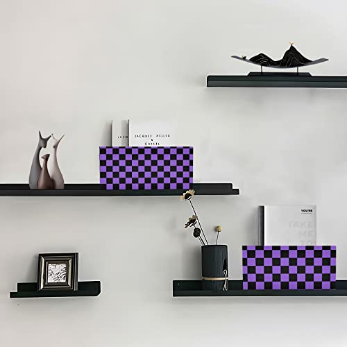 Checkerboard Black Purple Plaid Storage Basket Felt Storage Bin Collapsible Felt Storage Convenient Box Organizer for Clothes Towels Magazine